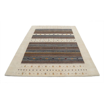 Modren 5' 8" X 7' 11" Wool Hand-Knotted Rug 5' 8" X 7' 11" (173 X 241) / Ivory / Brown