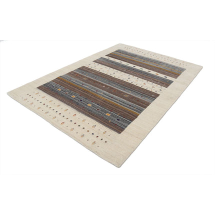 Modren 5' 7" X 7' 11" Wool Hand-Knotted Rug 5' 7" X 7' 11" (170 X 241) / Ivory / Brown