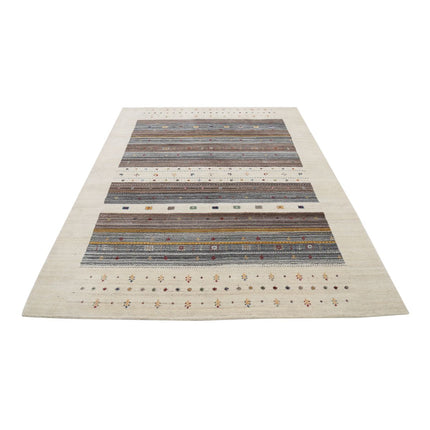 Modren 5' 7" X 7' 11" Wool Hand-Knotted Rug 5' 7" X 7' 11" (170 X 241) / Ivory / Brown