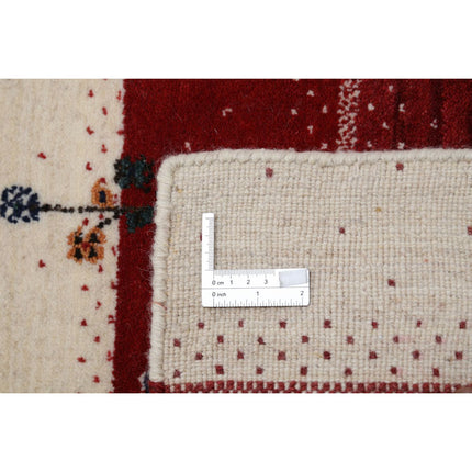 Modren 4' 7" X 6' 5" Wool Hand-Knotted Rug 4' 7" X 6' 5" (140 X 196) / Ivory / Red