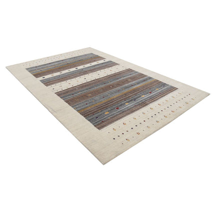 Modren 6' 7" X 9' 10" Wool Hand-Knotted Rug 6' 7" X 9' 10" (201 X 300) / Ivory / Brown