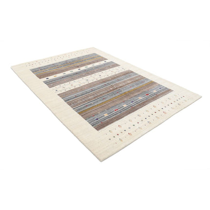 Modren 5' 7" X 7' 10" Wool Hand-Knotted Rug 5' 7" X 7' 10" (170 X 239) / Ivory / Brown