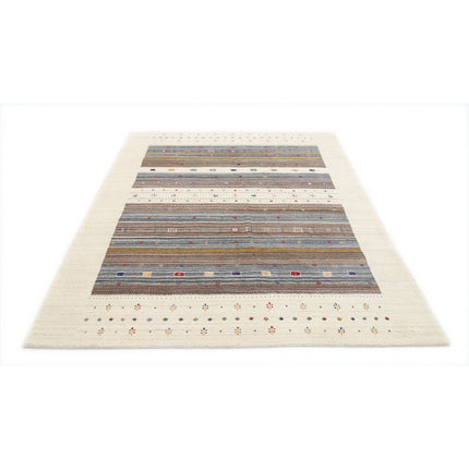 Modren 5' 7" X 7' 10" Wool Hand-Knotted Rug 5' 7" X 7' 10" (170 X 239) / Ivory / Brown