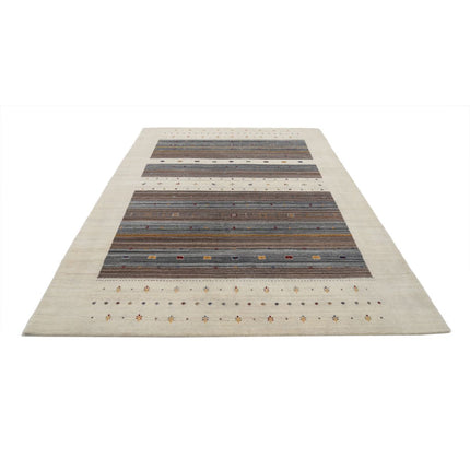 Modren 6' 9" X 9' 10" Wool Hand-Knotted Rug 6' 9" X 9' 10" (206 X 300) / Ivory / Brown