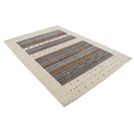 Modren 5' 7" X 8' 0" Wool Hand-Knotted Rug 5' 7" X 8' 0" (170 X 244) / Ivory / Brown