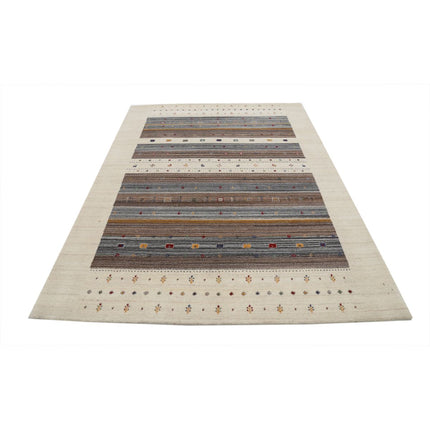 Modren 5' 7" X 8' 0" Wool Hand-Knotted Rug 5' 7" X 8' 0" (170 X 244) / Ivory / Brown