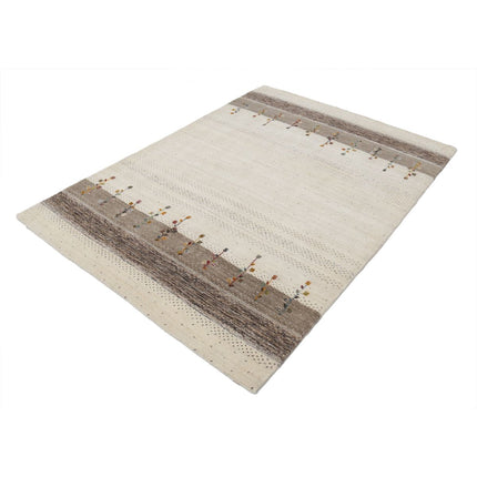 Modren 4' 8" X 6' 5" Wool Hand-Knotted Rug 4' 8" X 6' 5" (142 X 196) / Ivory / Brown