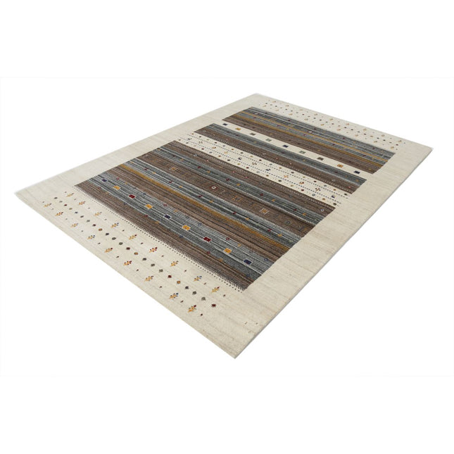 Modren 5' 8" X 7' 11" Wool Hand-Knotted Rug 5' 8" X 7' 11" (173 X 241) / Ivory / Brown