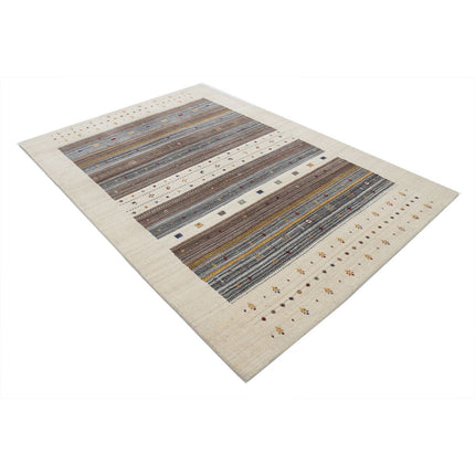 Modren 5' 8" X 7' 11" Wool Hand-Knotted Rug 5' 8" X 7' 11" (173 X 241) / Ivory / Brown