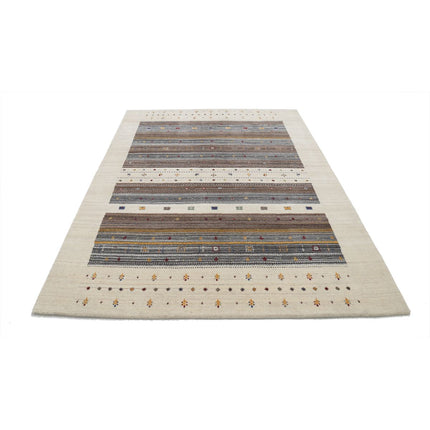 Modren 5' 8" X 7' 11" Wool Hand-Knotted Rug 5' 8" X 7' 11" (173 X 241) / Ivory / Brown