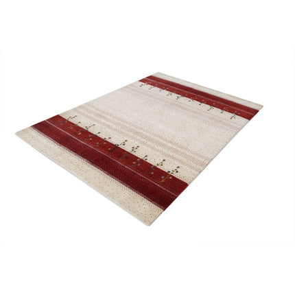 Modren 5' 2" X 7' 5" Wool Hand-Knotted Rug 5' 2" X 7' 5" (157 X 226) / Ivory / Red