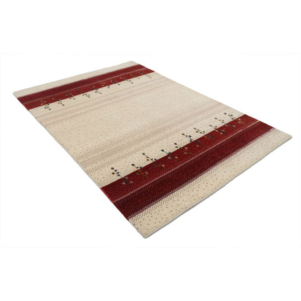 Modren 5' 2" X 7' 5" Wool Hand-Knotted Rug 5' 2" X 7' 5" (157 X 226) / Ivory / Red