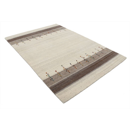 Modren 5' 3" X 7' 7" Wool Hand-Knotted Rug 5' 3" X 7' 7" (160 X 231) / Ivory / Brown