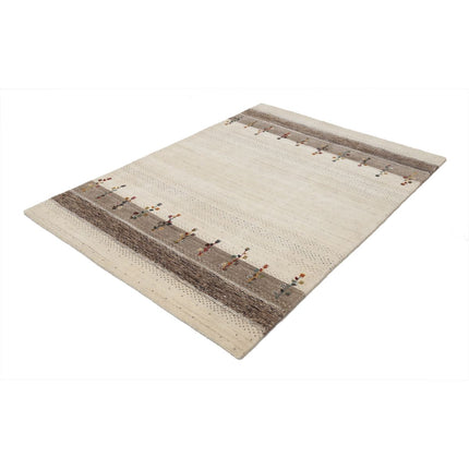 Modren 4' 9" X 6' 5" Wool Hand-Knotted Rug 4' 9" X 6' 5" (145 X 196) / Ivory / Brown