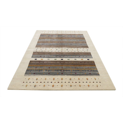 Modren 5' 8" X 7' 10" Wool Hand-Knotted Rug 5' 8" X 7' 10" (173 X 239) / Ivory / Brown