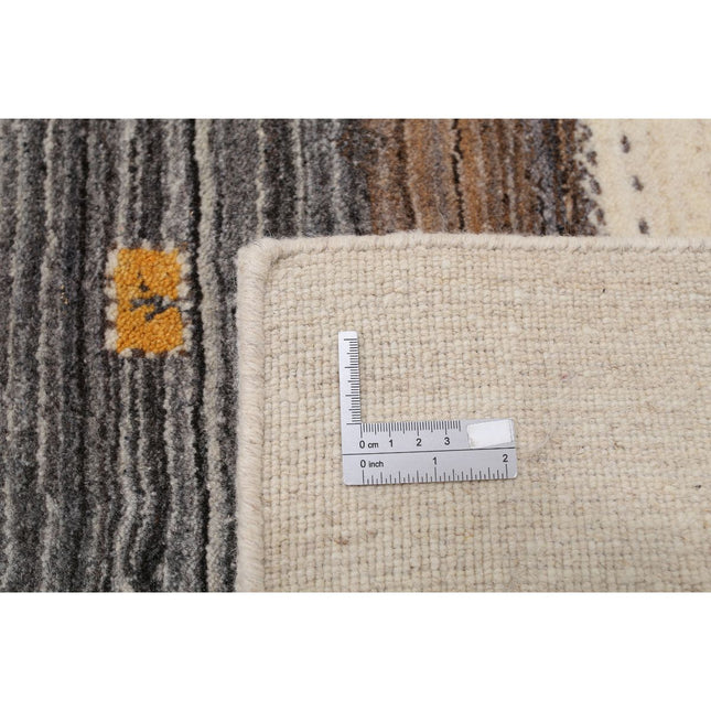 Modren 6' 8" X 9' 10" Wool Hand-Knotted Rug 6' 8" X 9' 10" (203 X 300) / Ivory / Brown