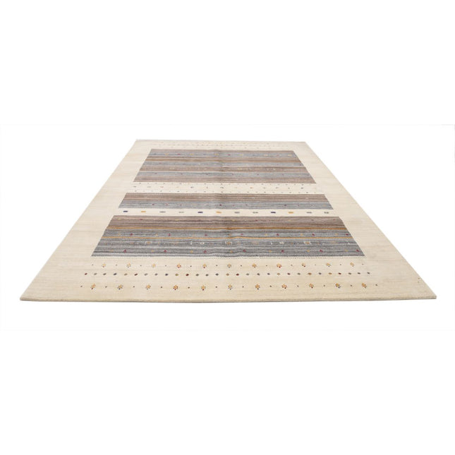 Modren 8' 2" X 11' 4" Wool Hand-Knotted Rug 8' 2" X 11' 4" (249 X 345) / Ivory / Brown