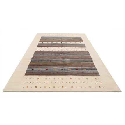 Modren 6' 8" X 9' 10" Wool Hand-Knotted Rug 6' 8" X 9' 10" (203 X 300) / Ivory / Brown