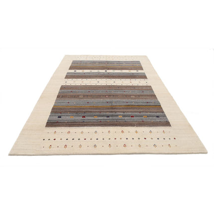 Modren 6' 8" X 9' 10" Wool Hand-Knotted Rug 6' 8" X 9' 10" (203 X 300) / Ivory / Brown