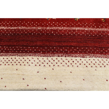 Modren 4' 8" X 6' 6" Wool Hand-Knotted Rug 4' 8" X 6' 6" (142 X 198) / Ivory / Red