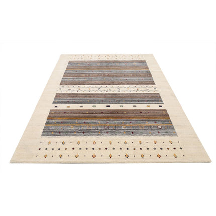 Modren 5' 8" X 7' 10" Wool Hand-Knotted Rug 5' 8" X 7' 10" (173 X 239) / Ivory / Brown