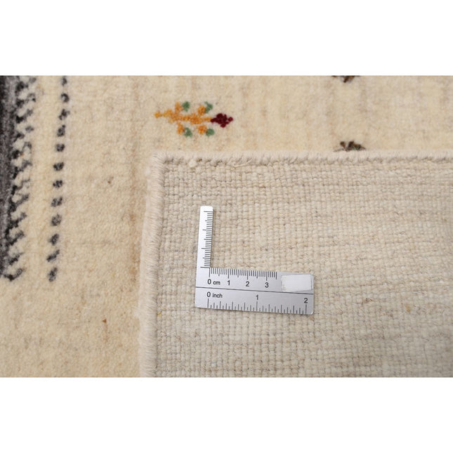 Modren 6' 7" X 9' 9" Wool Hand-Knotted Rug 6' 7" X 9' 9" (201 X 297) / Ivory / Brown