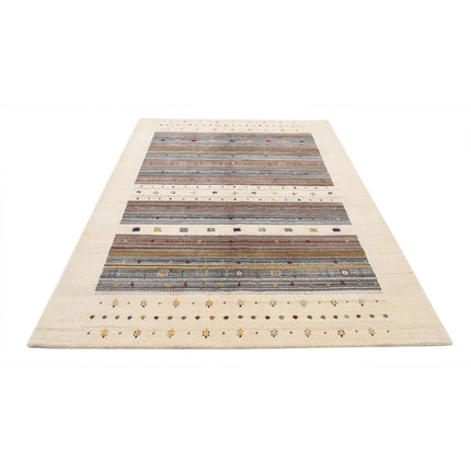 Modren 5' 7" X 7' 10" Wool Hand-Knotted Rug 5' 7" X 7' 10" (170 X 239) / Ivory / Brown