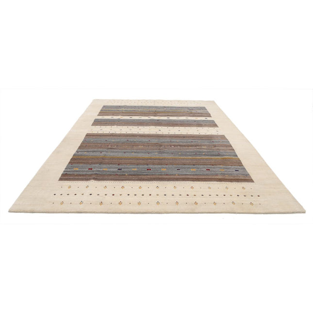 Modren 8' 3" X 11' 5" Wool Hand-Knotted Rug 8' 3" X 11' 5" (251 X 348) / Ivory / Brown