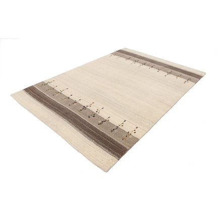 Modren 5' 7" X 8' 0" Wool Hand-Knotted Rug 5' 7" X 8' 0" (170 X 244) / Ivory / Brown