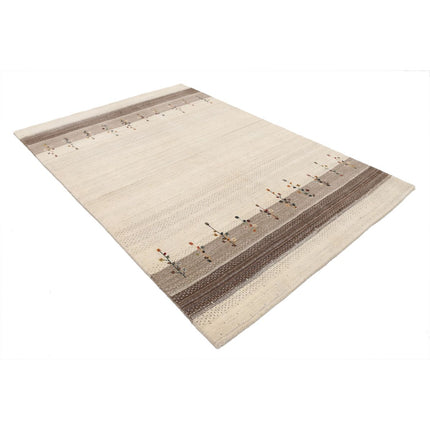 Modren 5' 7" X 8' 0" Wool Hand-Knotted Rug 5' 7" X 8' 0" (170 X 244) / Ivory / Brown