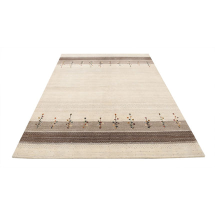 Modren 5' 7" X 8' 0" Wool Hand-Knotted Rug 5' 7" X 8' 0" (170 X 244) / Ivory / Brown