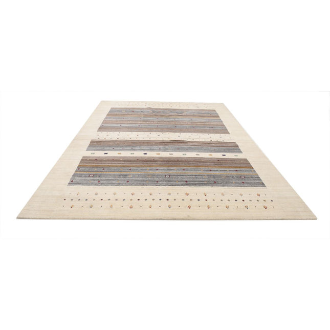 Modren 8' 5" X 11' 5" Wool Hand-Knotted Rug 8' 5" X 11' 5" (257 X 348) / Ivory / Brown