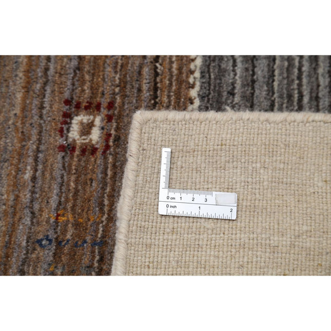 Modren 6' 8" X 9' 10" Wool Hand-Knotted Rug 6' 8" X 9' 10" (203 X 300) / Ivory / Brown