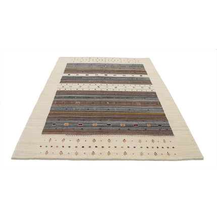 Modren 5' 8" X 7' 10" Wool Hand-Knotted Rug 5' 8" X 7' 10" (173 X 239) / Ivory / Brown