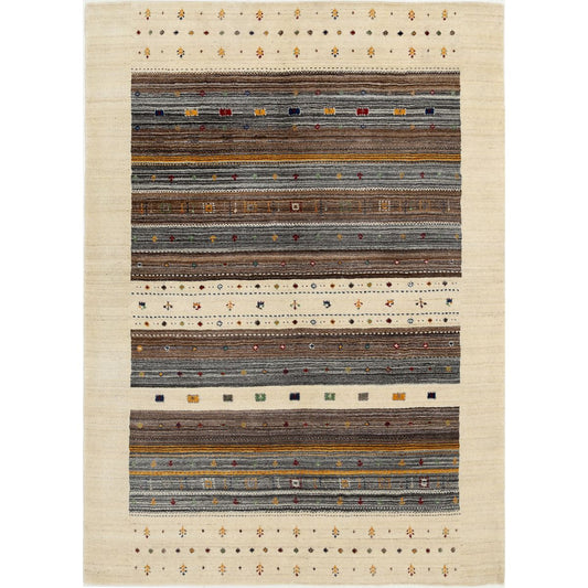 Modren 5' 8" X 7' 10" Wool Hand-Knotted Rug 5' 8" X 7' 10" (173 X 239) / Ivory / Brown