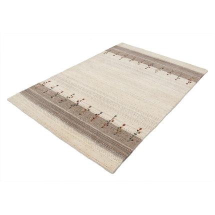 Modren 4' 6" X 6' 3" Wool Hand-Knotted Rug 4' 6" X 6' 3" (137 X 191) / Ivory / Brown