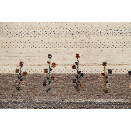 Modren 4' 6" X 6' 3" Wool Hand-Knotted Rug 4' 6" X 6' 3" (137 X 191) / Ivory / Brown