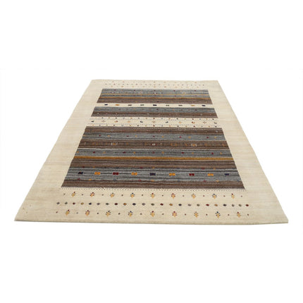 Modren 5' 7" X 7' 9" Wool Hand-Knotted Rug 5' 7" X 7' 9" (170 X 236) / Ivory / Brown