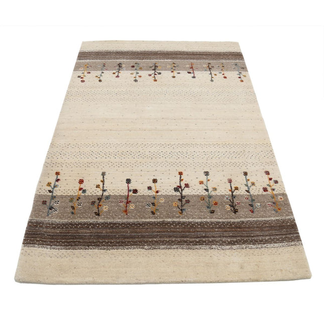 Modren 3' 9" X 6' 0" Wool Hand-Knotted Rug 3' 9" X 6' 0" (114 X 183) / Ivory / Brown