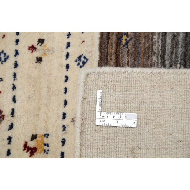 Modren 3' 11" X 5' 11" Wool Hand-Knotted Rug 3' 11" X 5' 11" (119 X 180) / Ivory / Brown