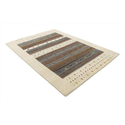 Modren 5' 8" X 7' 11" Wool Hand-Knotted Rug 5' 8" X 7' 11" (173 X 241) / Ivory / Brown