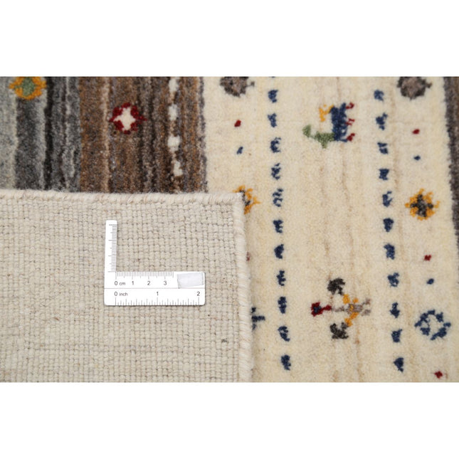 Modren 3' 1" X 5' 3" Wool Hand-Knotted Rug 3' 1" X 5' 3" (94 X 160) / Ivory / Brown