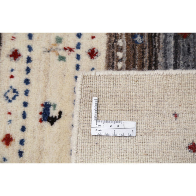 Modren 3' 1" X 5' 2" Wool Hand-Knotted Rug 3' 1" X 5' 2" (94 X 157) / Ivory / Brown