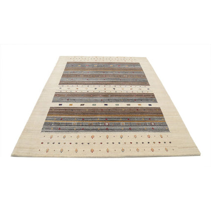 Modren 5' 8" X 7' 10" Wool Hand-Knotted Rug 5' 8" X 7' 10" (173 X 239) / Ivory / Brown