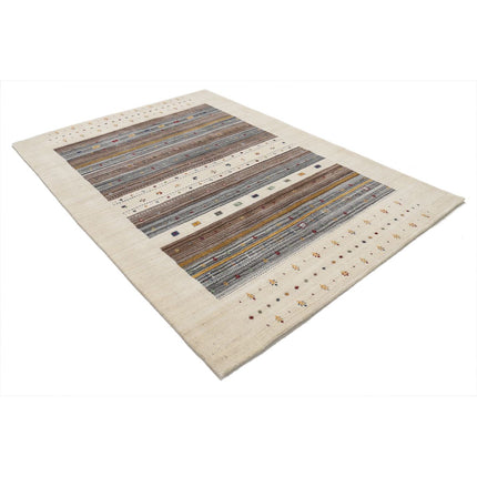 Modren 5' 8" X 7' 10" Wool Hand-Knotted Rug 5' 8" X 7' 10" (173 X 239) / Ivory / Brown