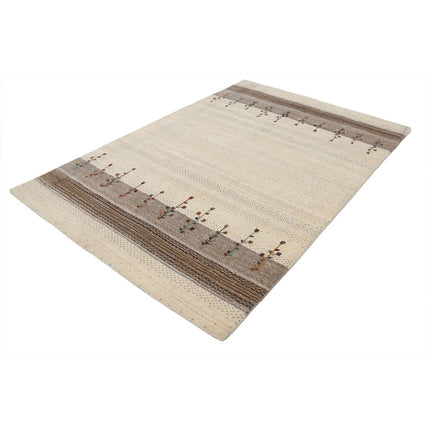 Modren 5' 1" X 7' 7" Wool Hand-Knotted Rug 5' 1" X 7' 7" (155 X 231) / Ivory / Brown