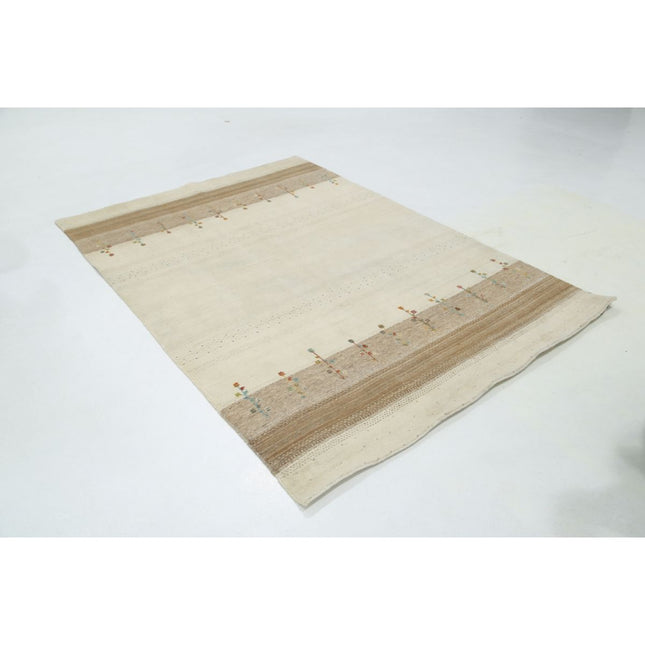 Modren 5' 0" X 7' 3" Wool Hand-Knotted Rug 5' 0" X 7' 3" (152 X 221) / Ivory / Brown