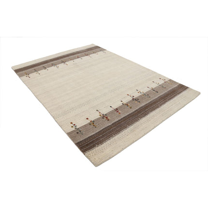 Modren 5' 8" X 8' 0" Wool Hand-Knotted Rug 5' 8" X 8' 0" (173 X 244) / Ivory / Brown