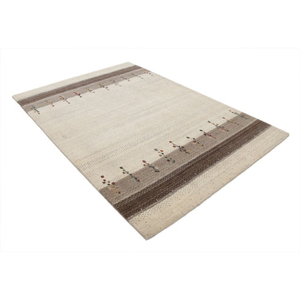 Modren 5' 3" X 7' 6" Wool Hand-Knotted Rug 5' 3" X 7' 6" (160 X 229) / Ivory / Brown