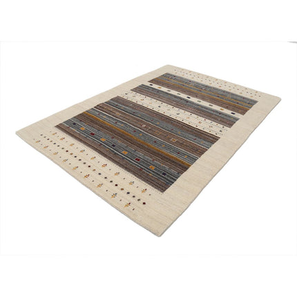 Modren 5' 7" X 7' 10" Wool Hand-Knotted Rug 5' 7" X 7' 10" (170 X 239) / Ivory / Brown